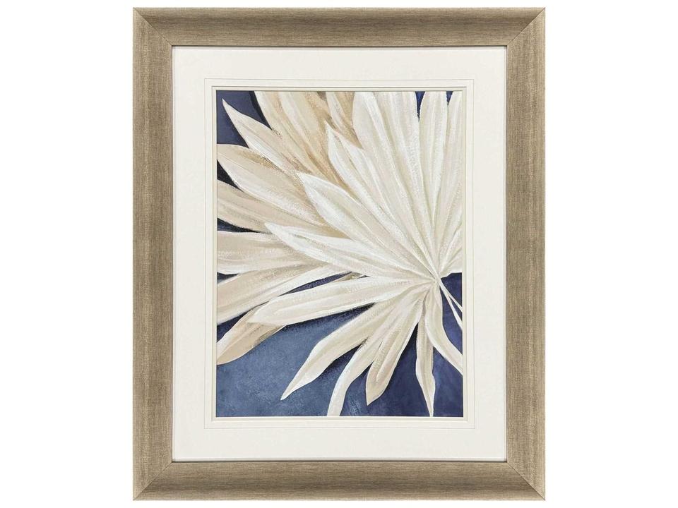 Wood Framed Botanical Paper Print Wall Art with Distressed Ivory Frame