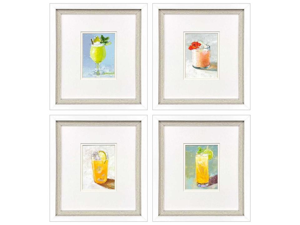 Culinary Refreshers Framed Giclee Food Wall Art Set of 4