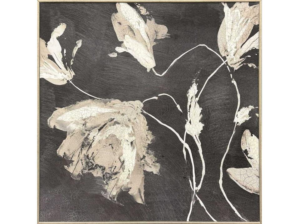 Florals Neutral Flora-I Framed Wall Art with Champagne Gold Frame