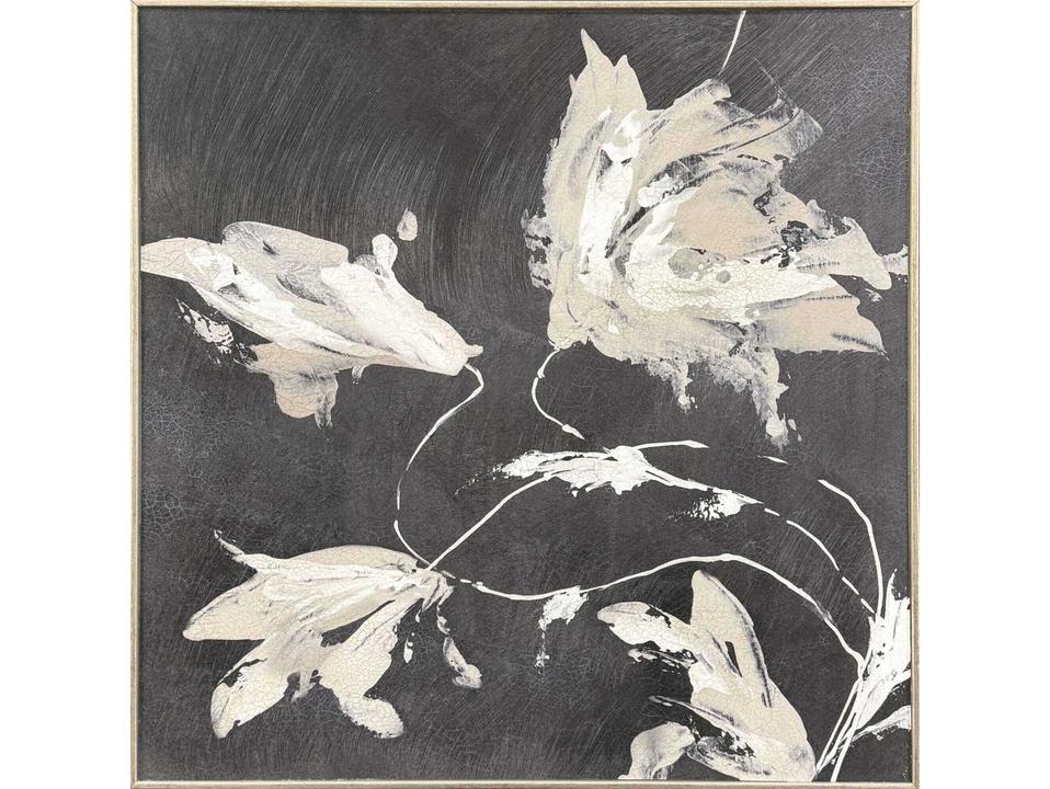 Florals Neutral Flora-II Square Wall Art with Champagne Gold Frame