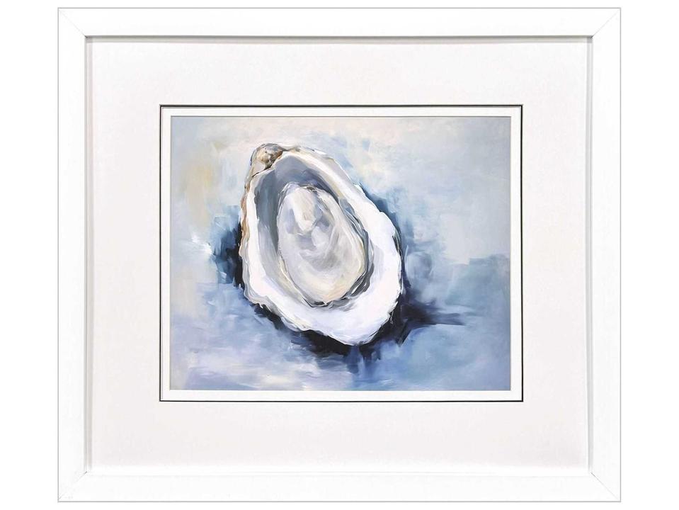 Naturals Mollusk-II Coastal Framed Wall Art in Matte White