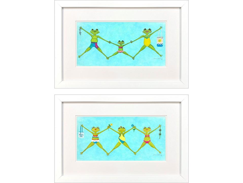 Summer Splash I Framed Art Set of 2 in White