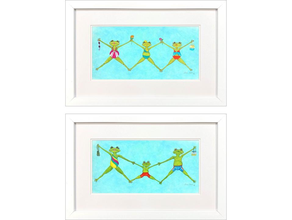 Summer Splash II Framed Art Set of 2 Coastal White Frames