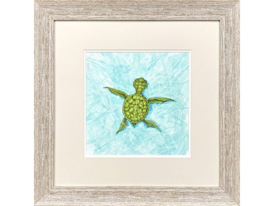 Swim Lesson I Framed Art with Whitewash Molding and Buff Mat