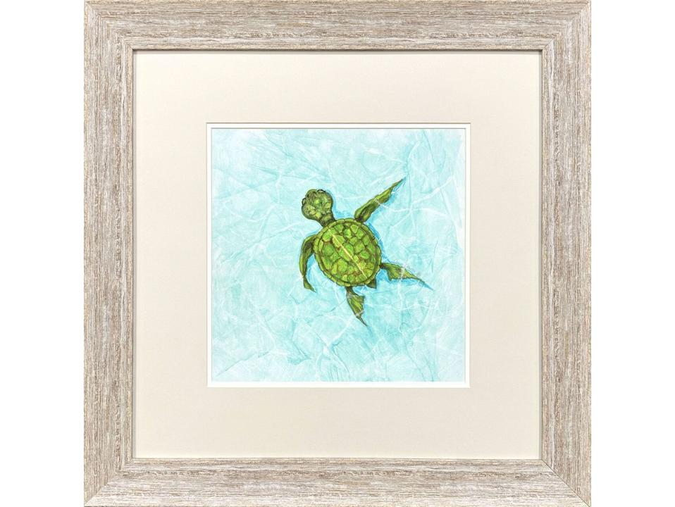 Swim Lesson II Coastal Framed Art in Whitewash Finish