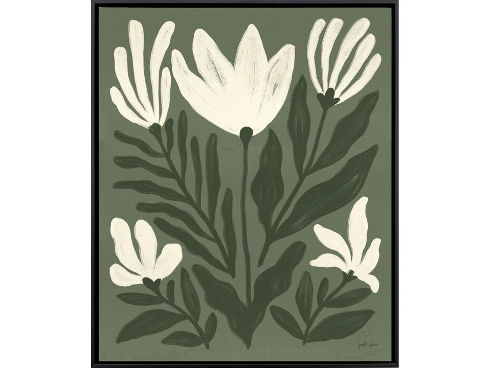 Simple Petals II Canvas Wall Art with Flat Black Floater Frame