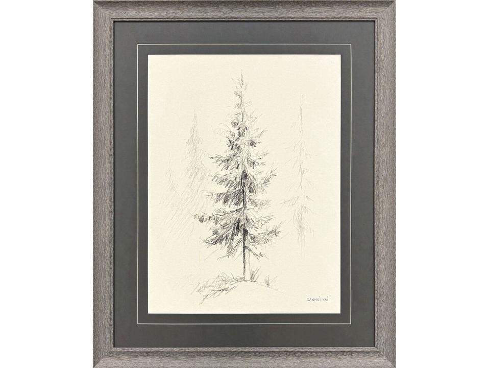 Elegant Pine I Framed Art with Rustic Wood Grain Frame