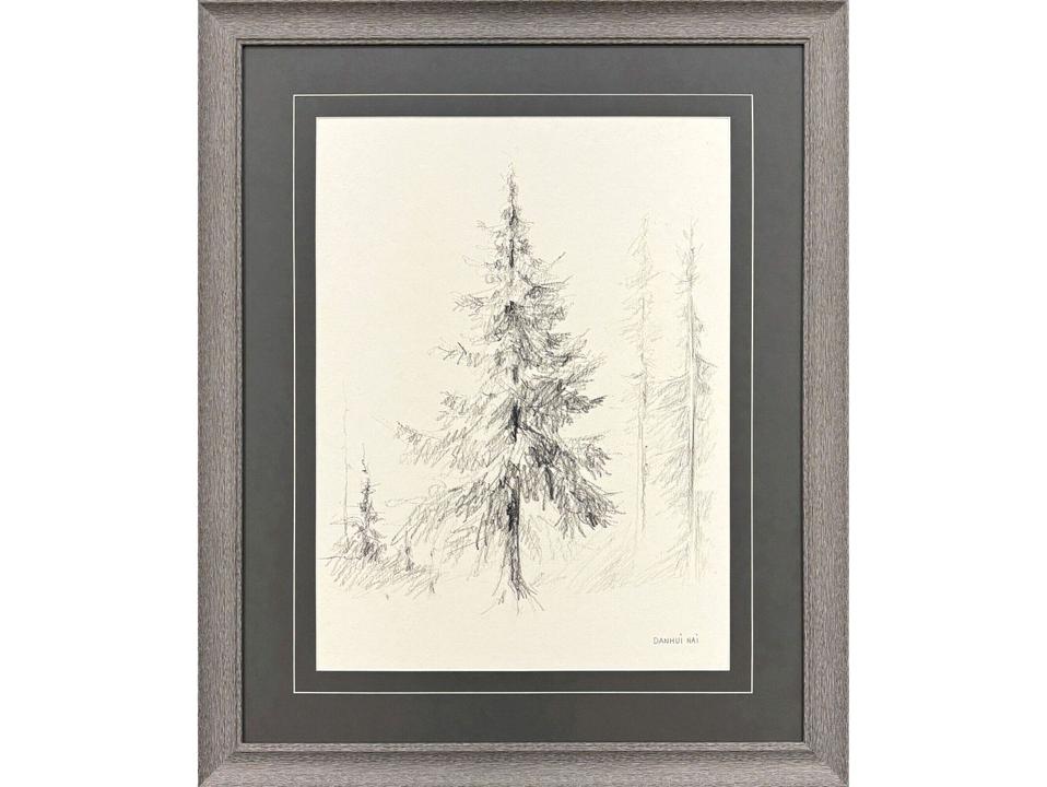 Elegant Pine II Framed Art Rustic Wood Grain Finish
