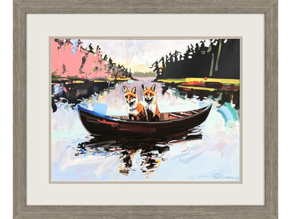 Flights of Fancy Framed Art with Distressed Wood Frame