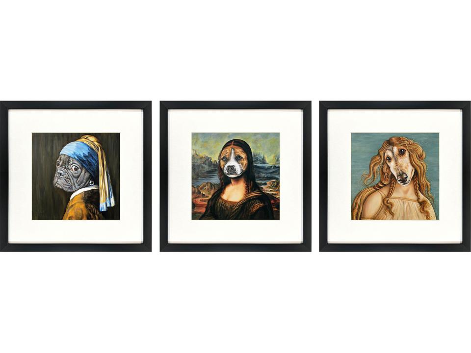 Master Dogs II Framed Art Set of 3 Charming Canine Portraits