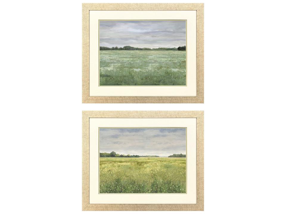 Quiet Meadow II Framed Art Set of 2 with Champagne Gold Frame