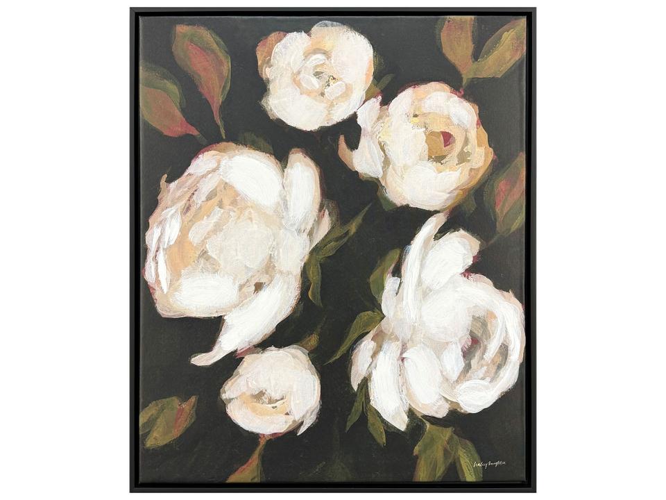 Roses For Mama II Canvas Wall Art with Hand Painted Accents and Black Floater Frame