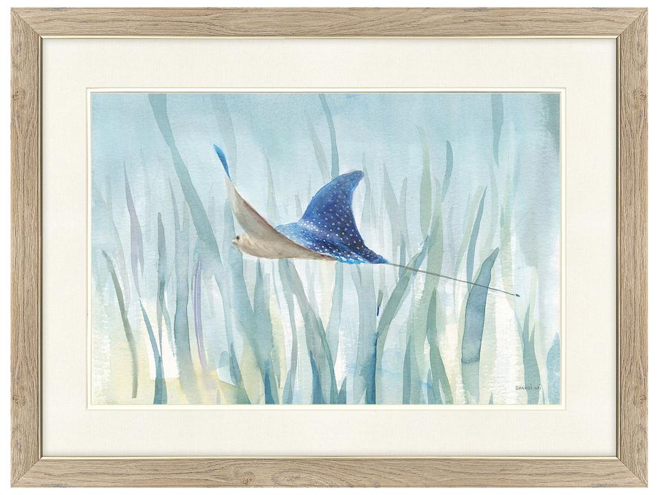 Undersea Ray Turtle Framed Wall Art by Diannart with Epoxy Overlay