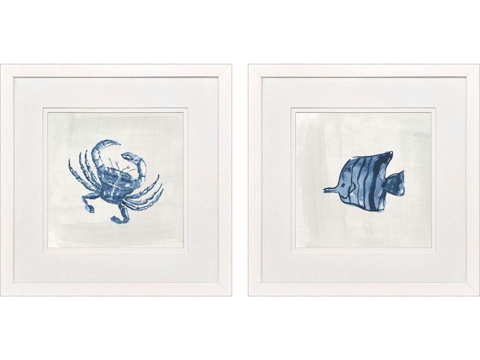 Indigo Sealife II Painting Set of 2