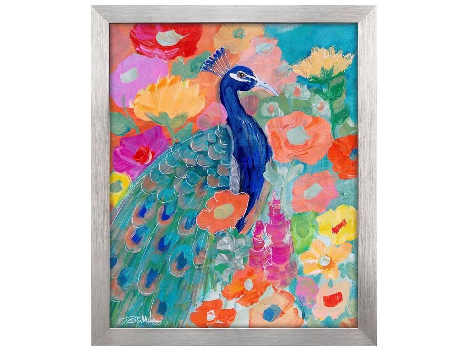 Floral Peacock I Non Glass Canvas Wall Art