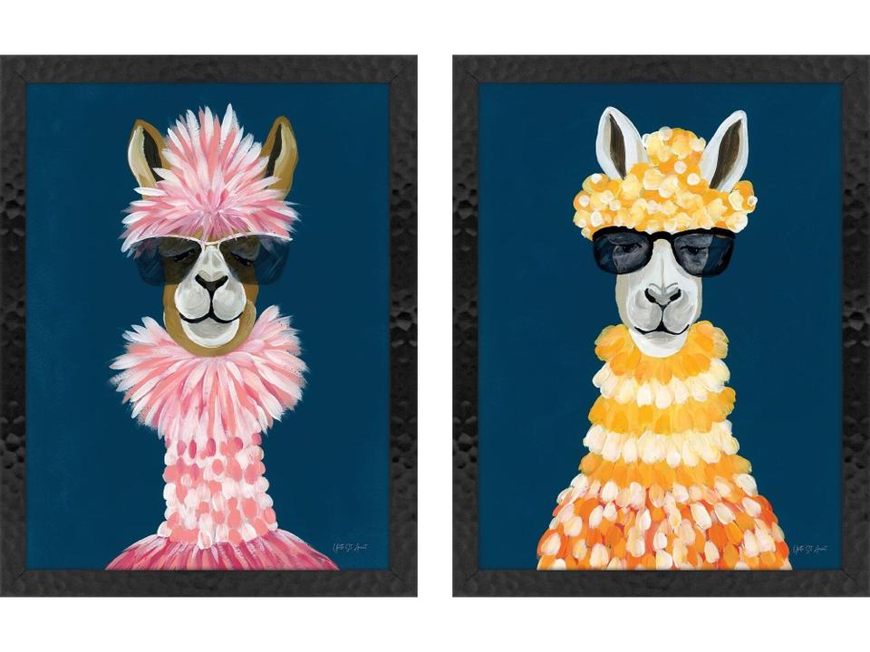 Miami Alpaca Canvas Wall Art Set of 2