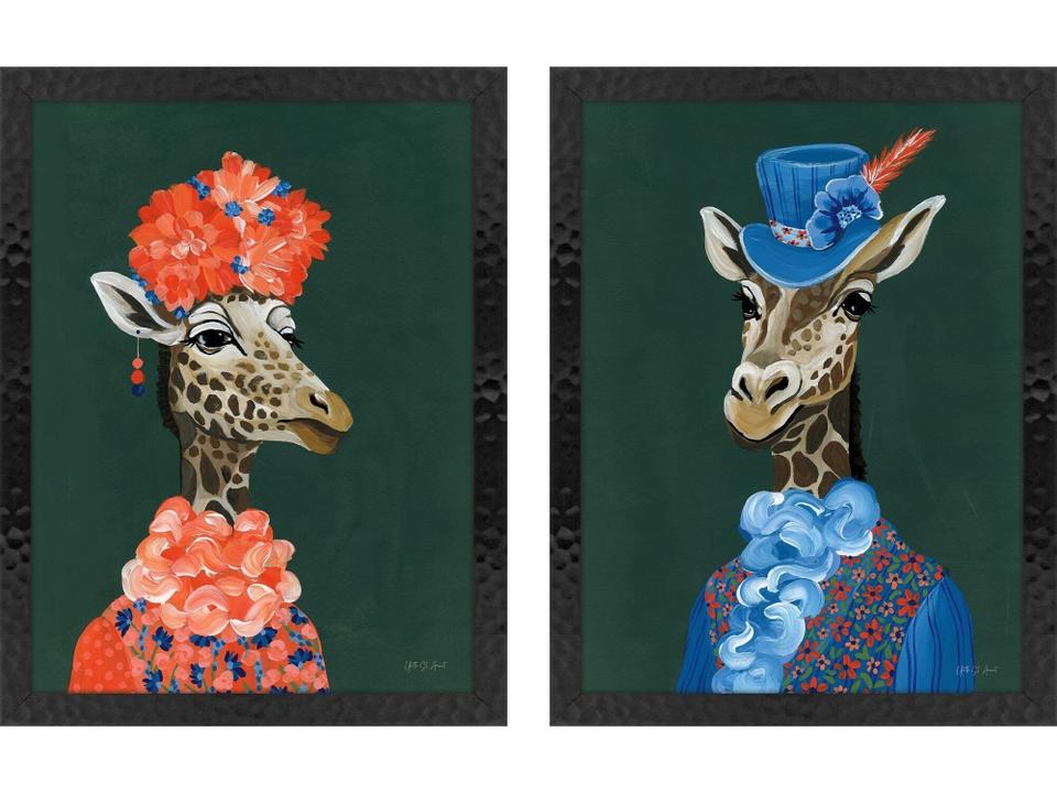 Miami Giraffe Canvas Wall Art Set of 2