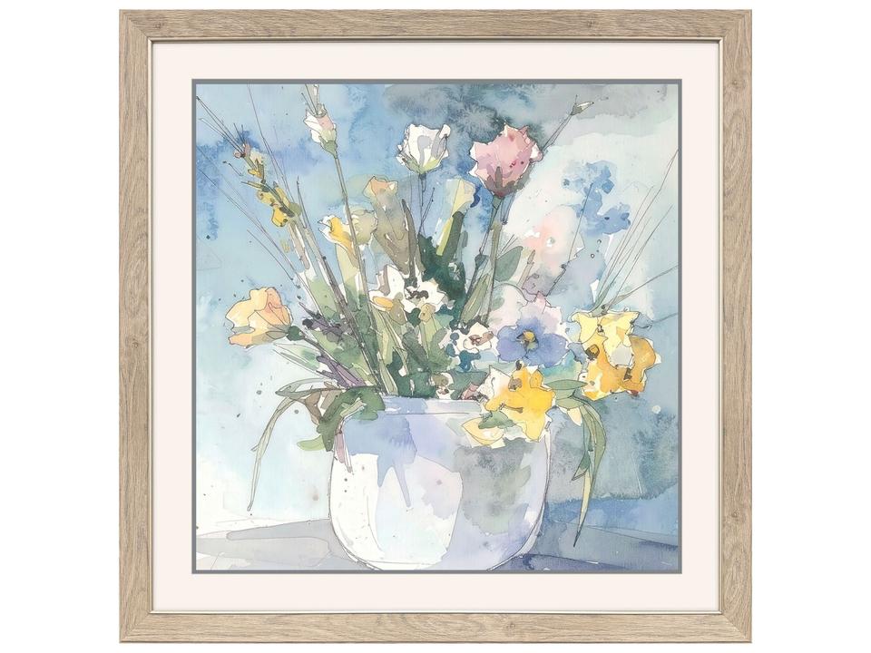 White Flower Pot III Framed Art