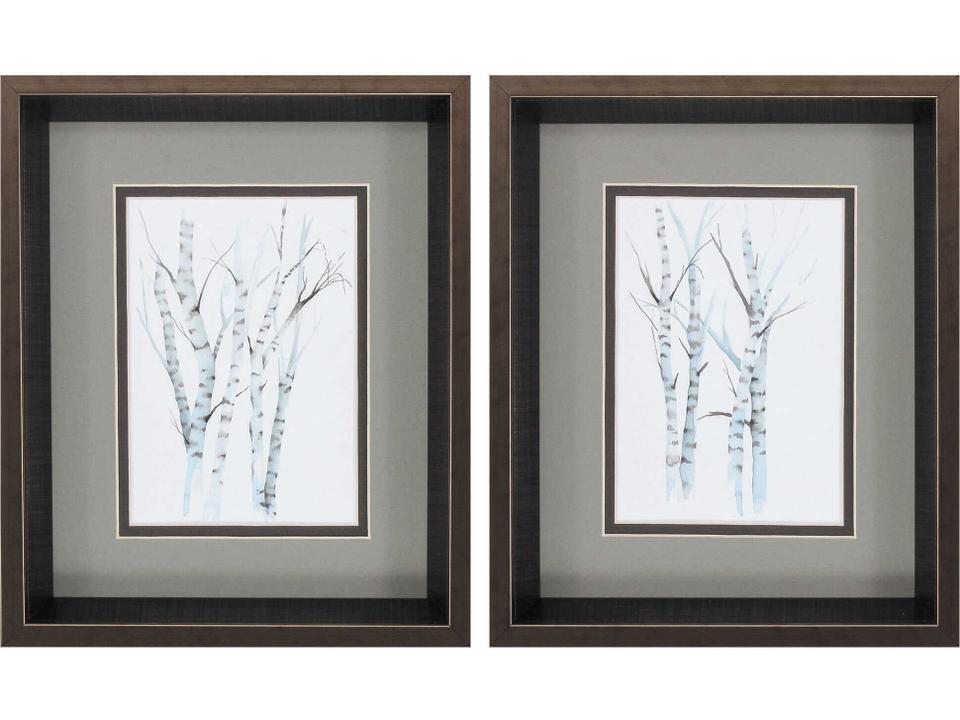 Landscapes Aquarelle Birches Wall Art Set of 2