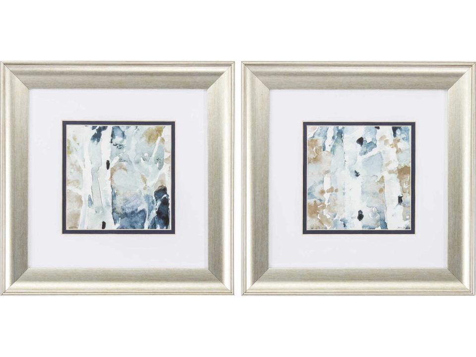 Abstract Blue Watercolor Wall Art Set of 2