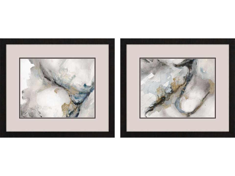 Abstract Meandering Wall Art Set of Two with Dark Espresso Wood Frame