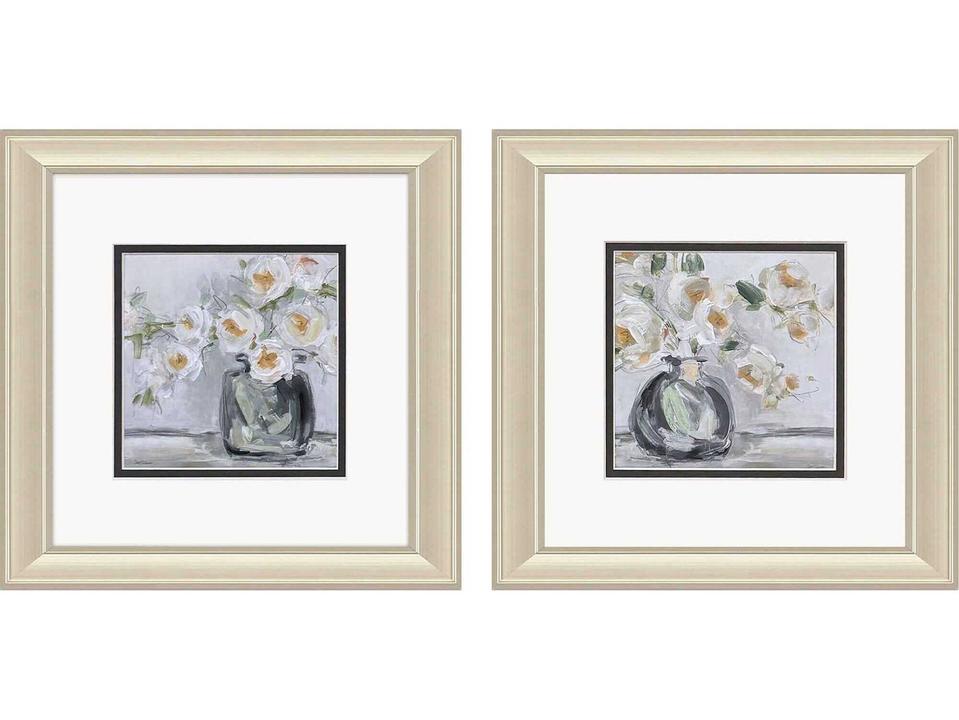 Florals Rendition Rhapsody 2-Piece Framed Wall Art Set in Champagne Gold