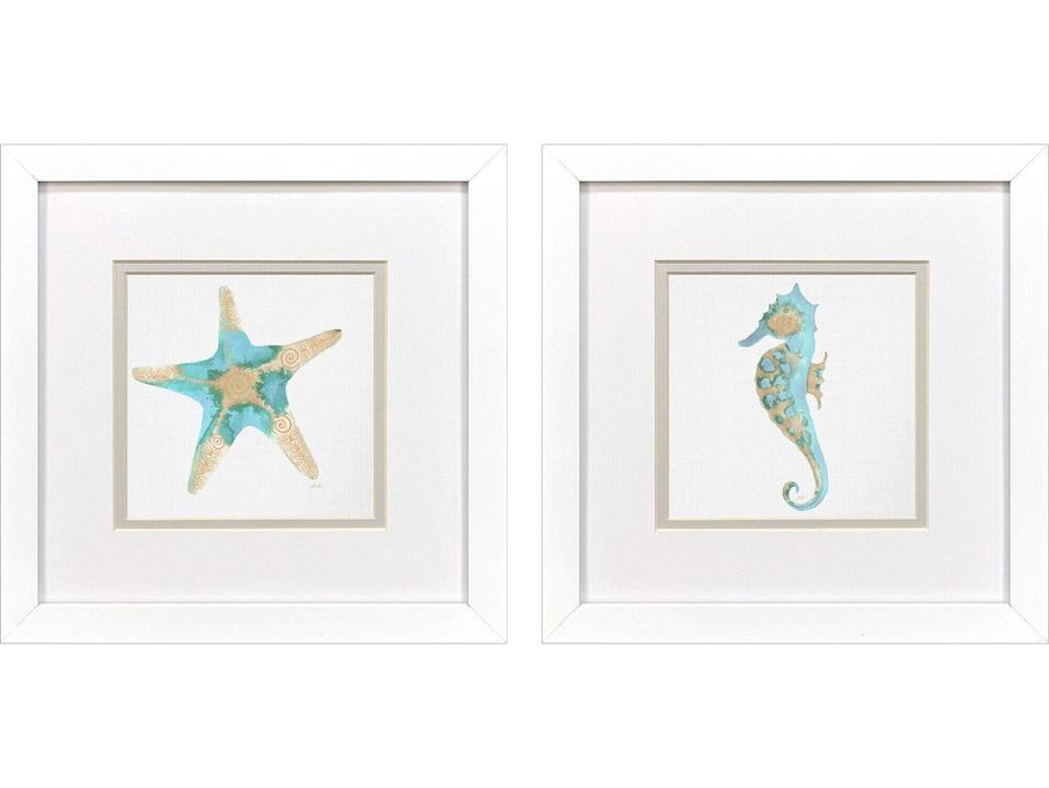 Sea Creatures I Framed Art Set of 2 Coastal Giclee Prints