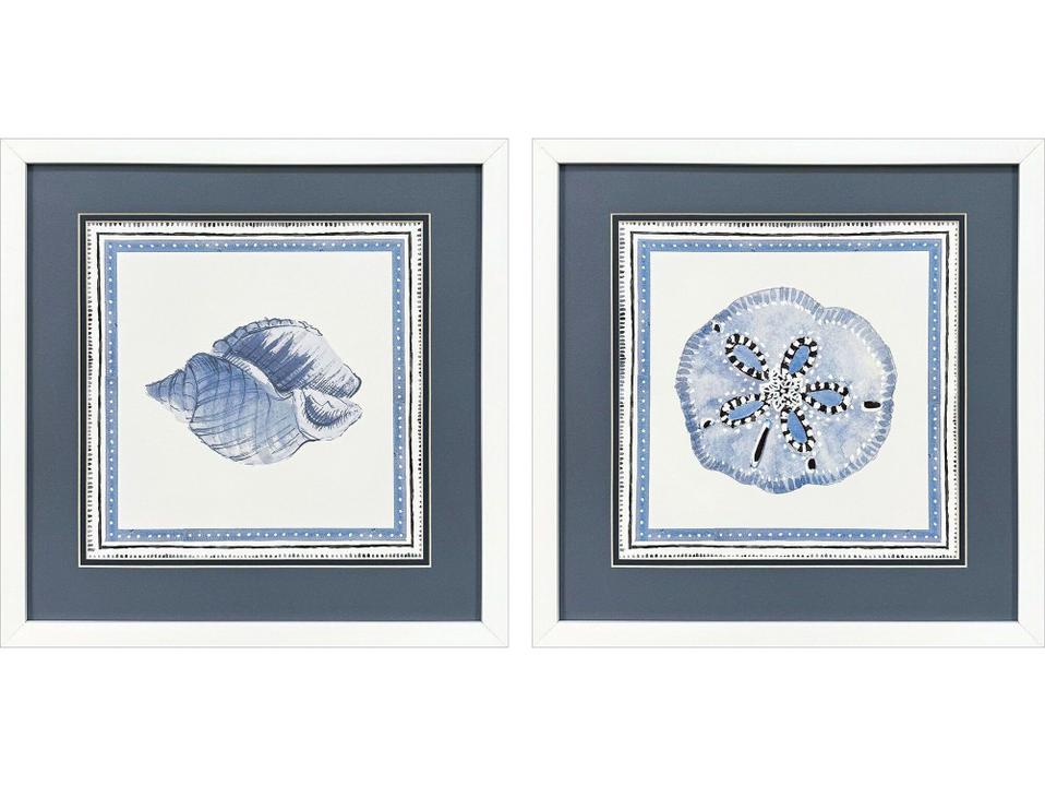 Seaside Blues I Framed Wall Art Set of 2 with White Frames