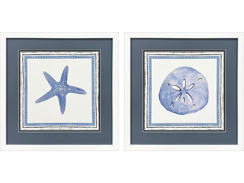 Seaside Blues II Set of 2 Framed Art with White Frame