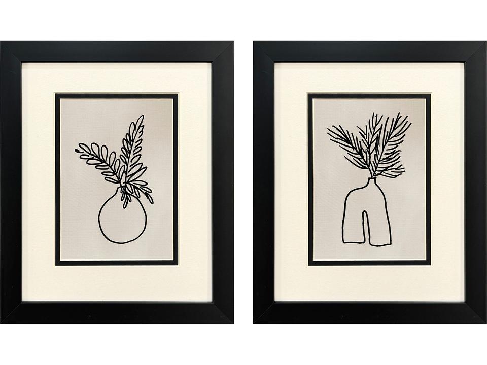 Simple Leaves II Framed Art Set of 2 in Champagne Gold