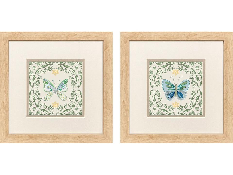 Ornate Butterfly II Painting Set of 2