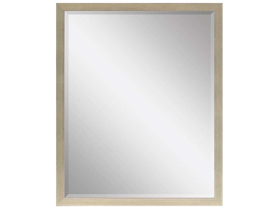 Beveled Rectangular Wall Mirror with Wood Frame in Champagne Finish