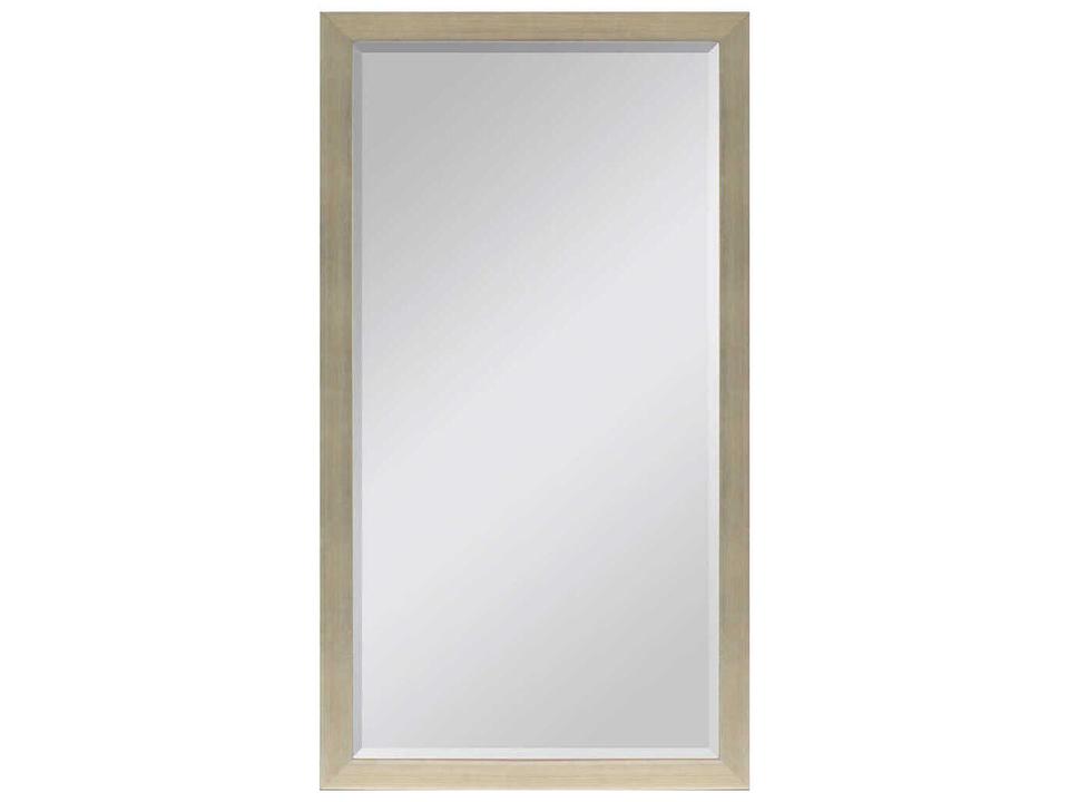 Beveled Rectangular Floor Mirror with Silver Leaf Wood Frame