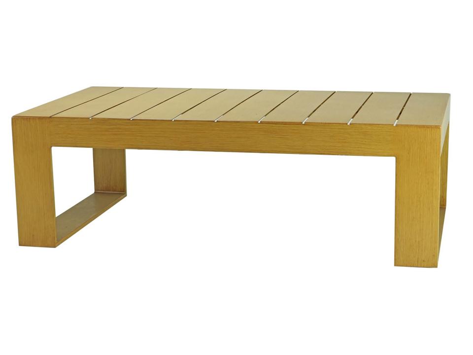 Hampton Rectangular Aluminum Coffee Table in Faux Teak