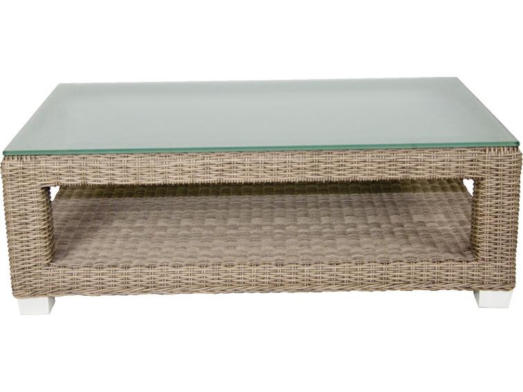Palisades Polyethylene Wicker Coffee Table with Tempered Glass Top