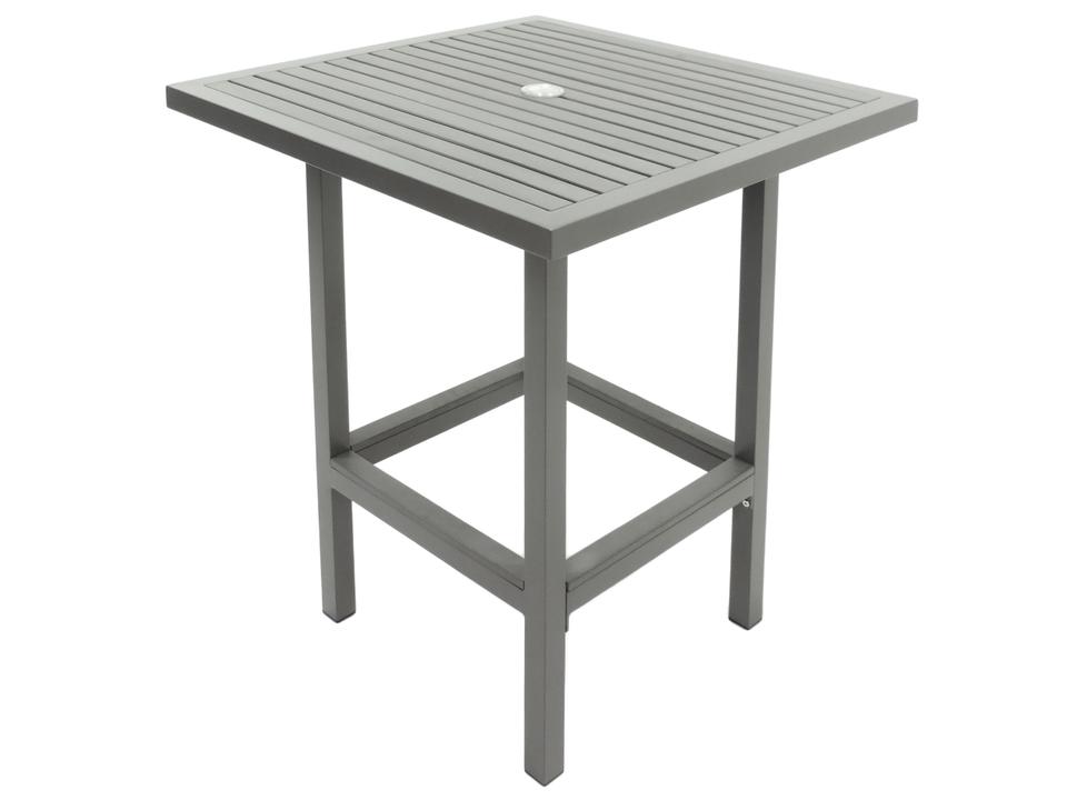 Riviera Square Outdoor Bar Table in Grey with Faux Wood Top