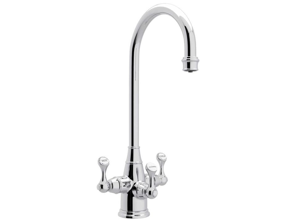 Georgian Era Three Handle Bar Food Prep Filter Kitchen Faucet Polished Chrome