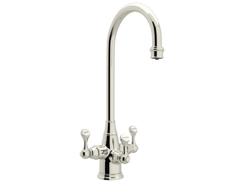 Georgian Era Three Handle Bar Food Prep Filter Faucet in Polished Nickel