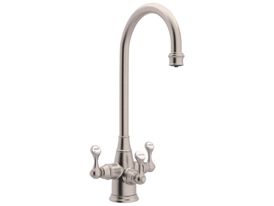 Georgian Era Three Handle Bar Food Prep Filter Kitchen Faucet in Satin Nickel