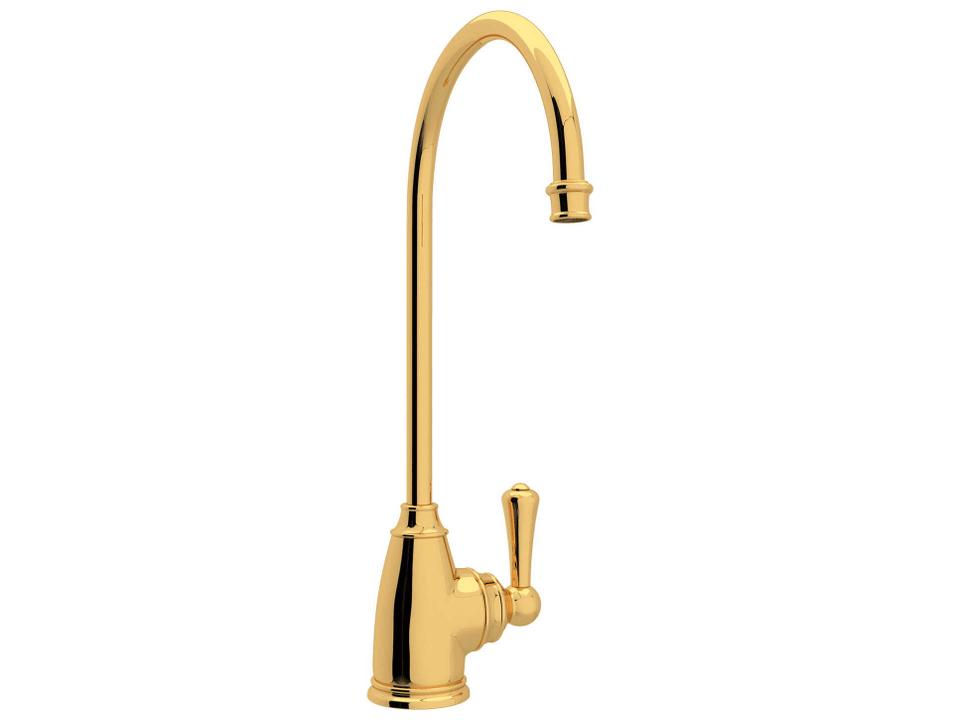 Georgian Era Filter Kitchen Faucet in English Gold with Metal Lever Handle