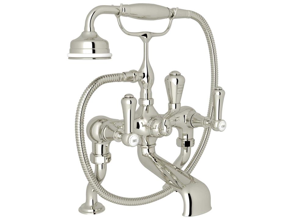Georgian Era Polished Nickel Exposed Deck Mount Tub Filler