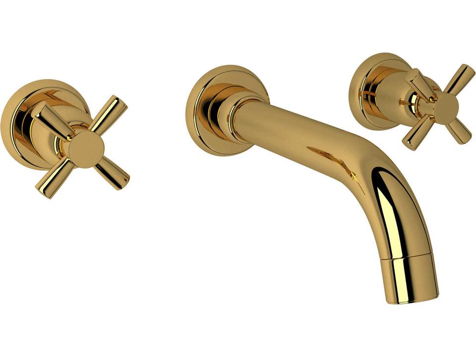 Holborn Wall Mount Lavatory Faucet Trim in Unlacquered Brass