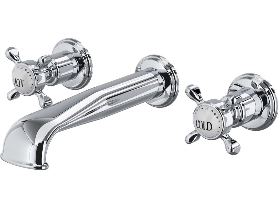 Edwardian Wall Mount Lavatory Faucet Trim with U-Spout in Polished Chrome