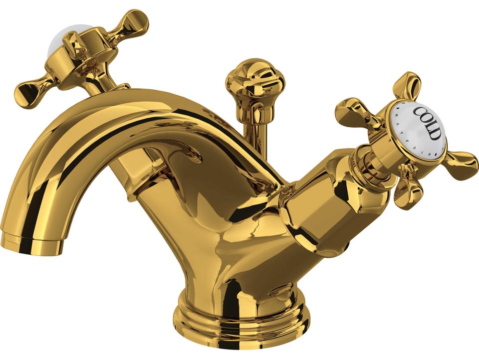 Edwardian Unlacquered Brass Two Handle Lavatory Faucet