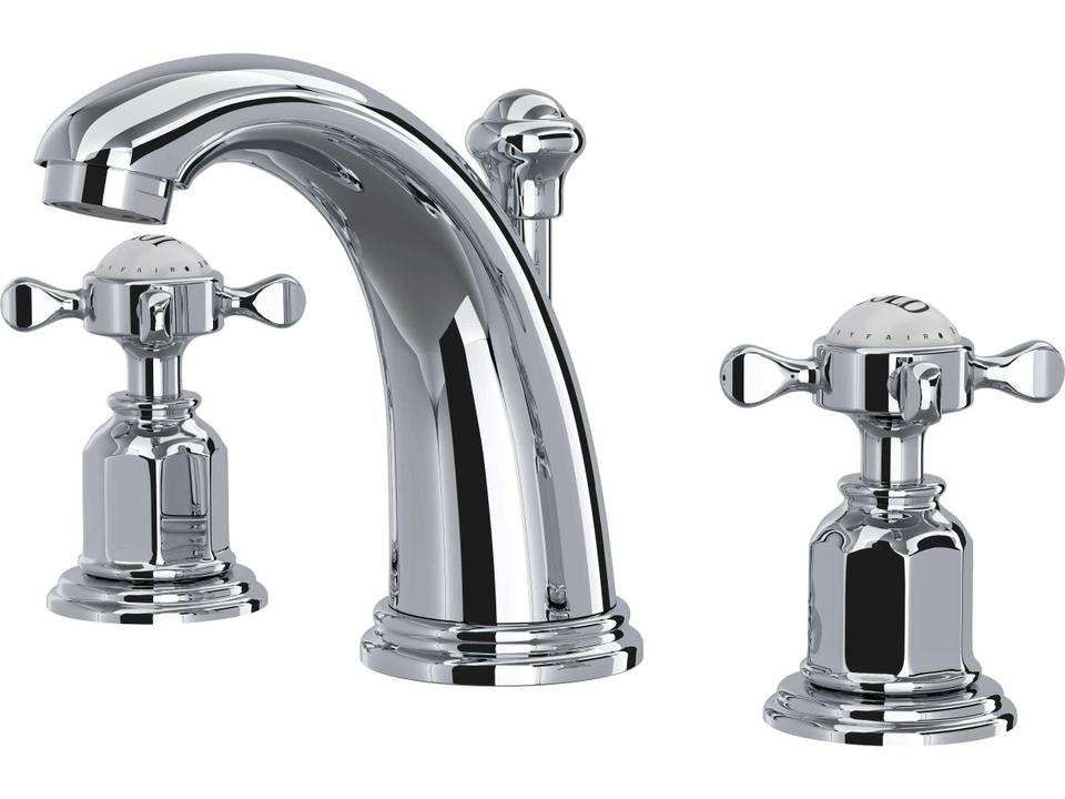 Edwardian Polished Chrome Widespread Lavatory Faucet with Cross Handles