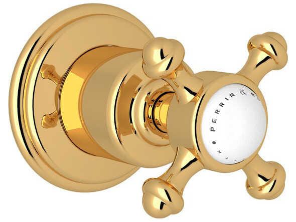 Georgian Era 3-Function Diverter Valve Trim English Gold Cross Handle