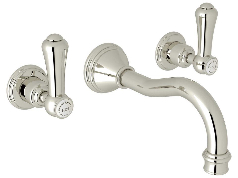 Georgian Era Wall Mounted 2-Handle Bathroom Faucet Trim Set in Polished Nickel