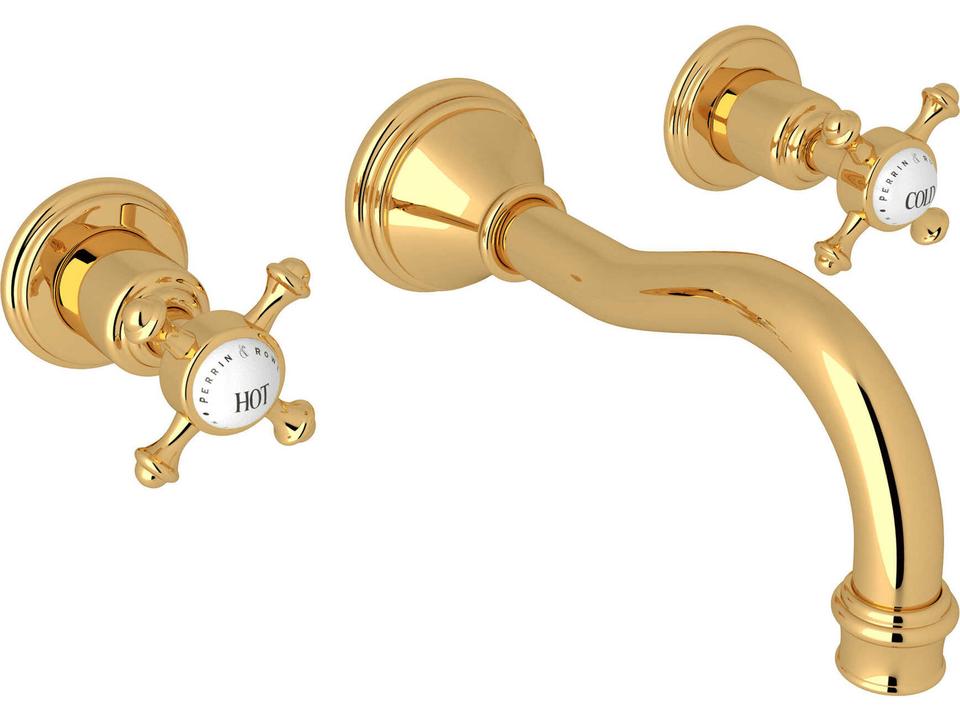 Georgian Era Wall Mount Lavatory Faucet Trim Unlacquered Brass