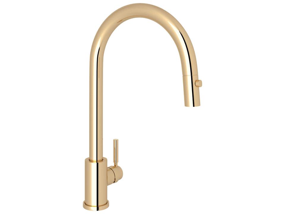 Holborn Pull-Down Kitchen Faucet with C-Spout in English Gold