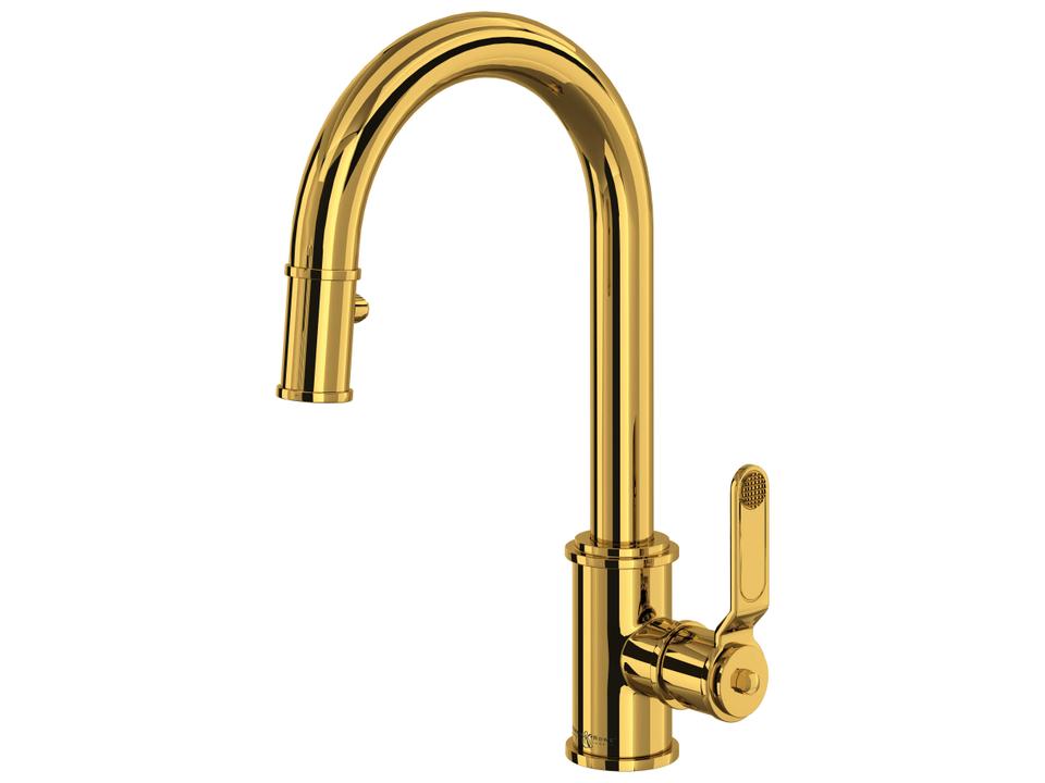 Armstrong Pull-Down Bar Food Prep Kitchen Faucet Unlacquered Brass